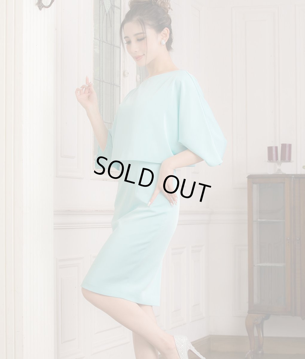 画像5: [SALE品のため返品不可＆再入荷なしの現品限り][ERUKEI]シンプル・無地・レイヤード・大人・ドルマンスリーブ・七分袖・タイト・ミニドレス・ワンピース[山崎みどり・MIRIN着用]《送料＆代引き手数料無料》mybw (5)