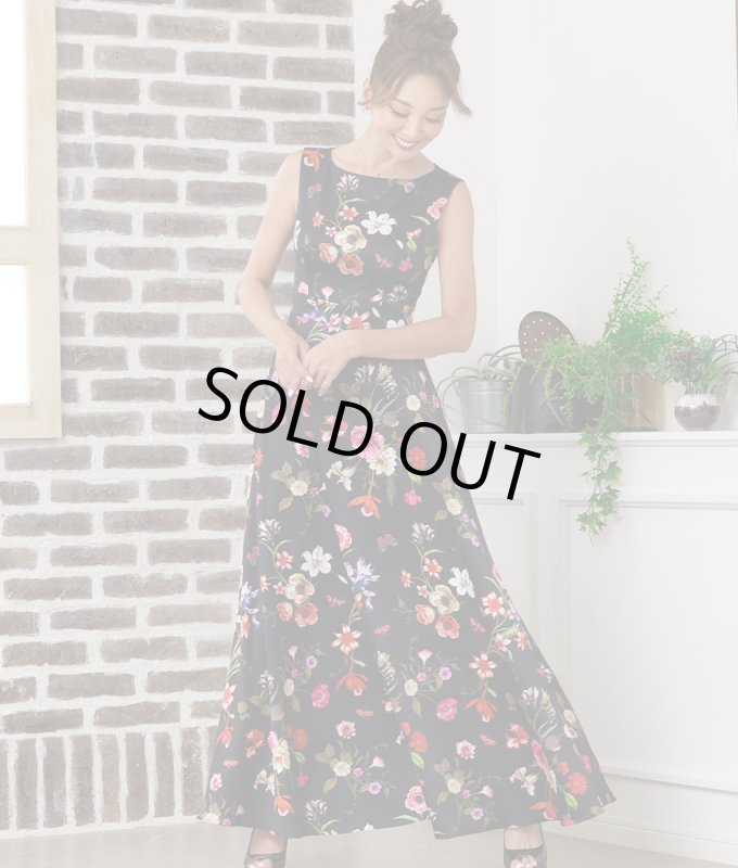 モコリマハワイ　花柄ノースリーブドレス 花柄切り替えハイウエストロング/山崎みどり - カラードレス