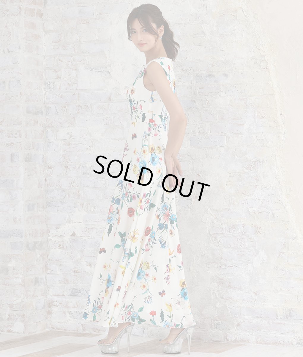 画像3: [ERUKEI]花柄・プリント・切り替え・ノースリーブ・Aライン・ハイウエスト・ロングドレス[れお・山崎みどり着用]《送料＆代引き手数料無料》mybk (3)