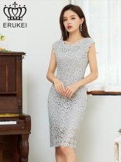 画像7: [人気沸騰中!!再入荷][ERUKEI][山崎みどり・早川沙世着用]金糸総レース・フレンチスリーブ・ミディアムドレス・ワンピース《送料＆代引き手数料無料》[ssl-mrdbkgl] (7)