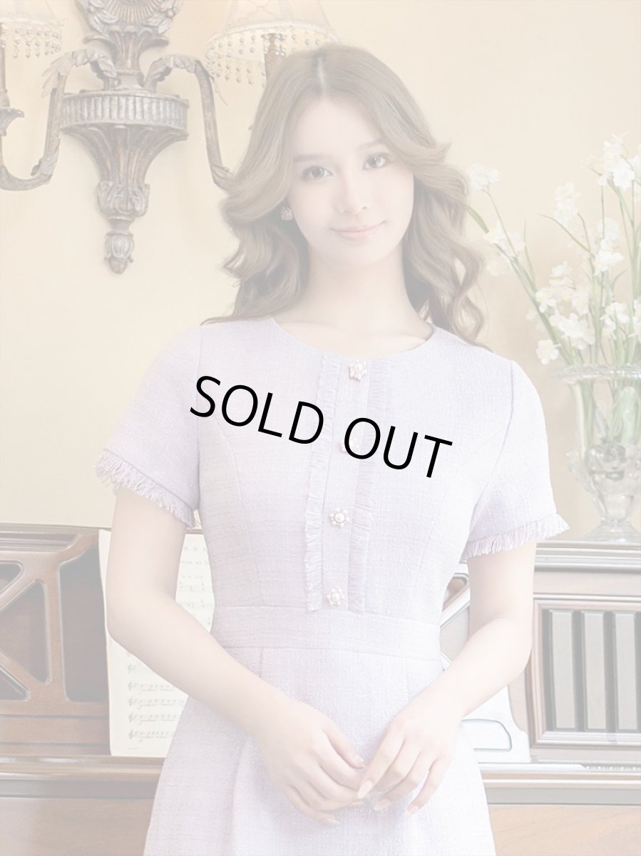 画像9: [ERUKEI/GINZA COUTURE]ブラック・パープル・ホワイト・グリーン・ パールボタン・半袖・ツイード・ミニドレス・ワンピース[送料無料] (9)