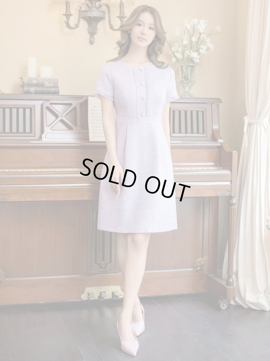 画像13: [ERUKEI/GINZA COUTURE]ブラック・パープル・ホワイト・グリーン・ パールボタン・半袖・ツイード・ミニドレス・ワンピース[送料無料] (13)