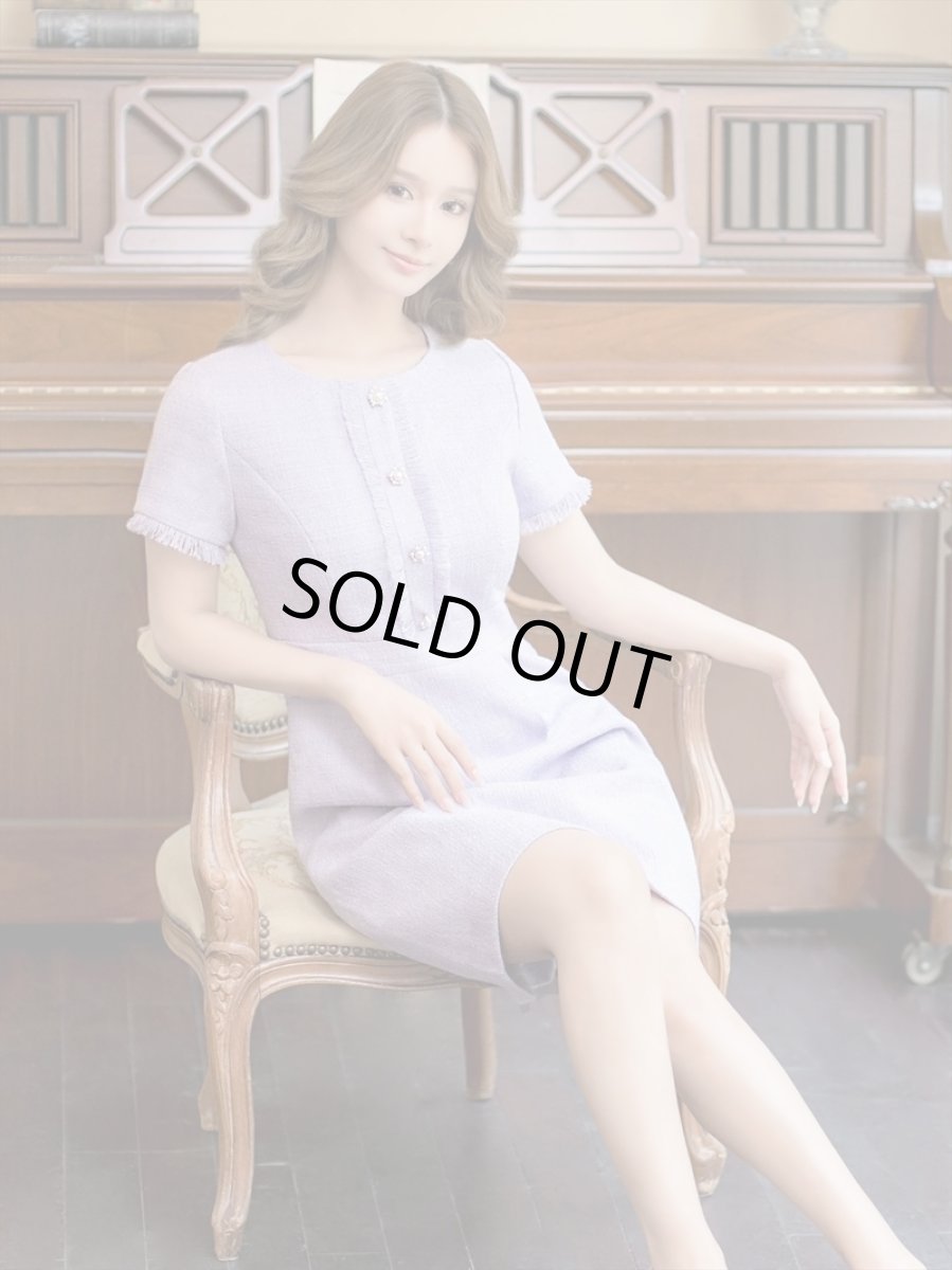 画像17: [ERUKEI/GINZA COUTURE]ブラック・パープル・ホワイト・グリーン・ パールボタン・半袖・ツイード・ミニドレス・ワンピース[送料無料] (17)