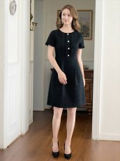 画像14: [ERUKEI/GINZA COUTURE]ブラック・パープル・ホワイト・グリーン・ パールボタン・半袖・ツイード・ミニドレス・ワンピース[送料無料] (14)