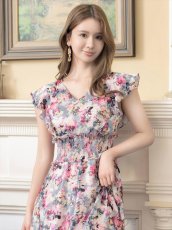 画像13: [ERUKEI]フリルポイント・Vネック・花柄・プリント・切り替え・ノースリーブ・Aライン・ハイウエスト・ロングドレス[山崎みどり・れお着用]《送料＆代引き手数料無料》 mybk (13)