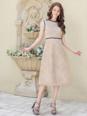 画像15: [ERUKEI/GINZA COUTURE]レッド・ネイビー・ベージュ・ツイード・フリンジ・パイピング・ノースリーブ・ハイウエスト・Aライン・ミディアムドレス・ワンピース[送料無料] (15)