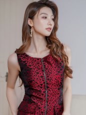 画像7: [ERUKEI/GINZA COUTURE]レオパード柄・ジャガード・フロントジップ・ポケット付き・ノースリーブ・タイト・ミディアムドレス・ワンピース[送料無料] (7)