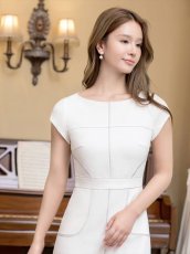 画像7: [ERUKEI/GINZA COUTURE]シンプル・ステッチ・ポケット付き・フレンチスリーブ・ハイウエスト・ミディアムドレス・ワンピース[送料無料] (7)