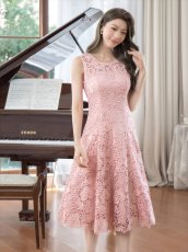 画像14: [ERUKEI]総レース・ケミカルレース・ノースリーブ・ハイウエスト・Aライン・ミディアムドレス・ワンピース[れお着用]《送料＆代引き手数料無料》 (14)