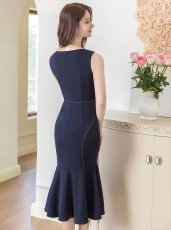 画像5: [ERUKEI/GINZA COUTURE]ネイビー・ブラック・ワインレッド・ホワイト・ロイヤルブルー・マーメイド・シンプル・ミディアムドレス・ワンピース[送料無料] (5)