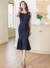 画像13: [ERUKEI/GINZA COUTURE]ネイビー・ブラック・ワインレッド・ホワイト・ロイヤルブルー・マーメイド・シンプル・ミディアムドレス・ワンピース[送料無料] (13)