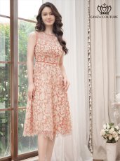 画像1: [ERUKEI/GINZA COUTURE]ブラウン・総レース・Aライン・ノースリーブ・上品・ミディアムドレス・ワンピース[送料無料] (1)