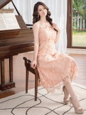 画像11: [ XS-Lサイズ / 2カラー ][ERUKEI/GINZA COUTURE]ピンク・ホワイト・総レース・Aライン・ノースリーブ・上品・ミディアムドレス・ワンピース[送料無料] (11)