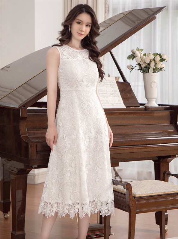 新品未使用GINZA COUTURE エルケイ Aライン ドレス XS-Lサイズ / 2カラー ][ERUKEI/GINZA COUTURE]ピンク・ホワイト・総
