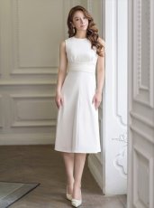 画像12: [ERUKEI/GINZA COUTURE]ネイビー・イエロー・ホワイト・Aライン・シンプル・上品・ノースリーブ・ミディアムドレス・ワンピース[送料無料] (12)