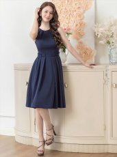 画像9: [ERUKEI/GINZA COUTURE]ホワイト・ネイビー・ノースリーブ・タック・プリーツ・Aライン・ミニドレス・ワンピース[送料無料] (9)
