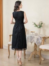 画像3: [ERUKEI/GINZA COUTURE]ブラック・総レース・ノースリーブ・上品・シンプル・ミディアムドレス・ワンピース[送料無料] (3)
