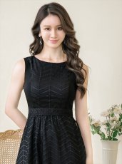 画像4: [ERUKEI/GINZA COUTURE]ブラック・総レース・ノースリーブ・上品・シンプル・ミディアムドレス・ワンピース[送料無料] (4)