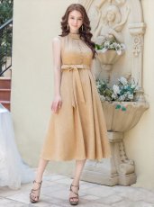 画像5: [ERUKEI/GINZA COUTURE]ベージュ・Aライン・ウエストリボン・シンプル・ミディアムドレス・ワンピース[送料無料] (5)