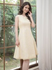 画像5: [ERUKEI/GINZA COUTURE]イエロー・ホワイト・ツイード・Aライン・シンプル・ドット風・ミニドレス・ワンピース[送料無料] (5)