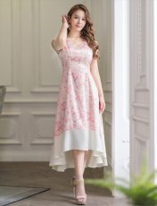 画像18: [ERUKEI]ペイズリー柄 ・プリント・フリル・Vネック・ノースリーブ・Aライン・ミディアムドレス・ワンピース[黒木麗奈着用][送料無料] (18)