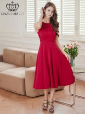 画像5: [ERUKEI/GINZA COUTURE]サテン・シンプル・ノースリーブ・切替・Aライン・フレア・ミディアムドレス・ワンピース[送料無料] (5)