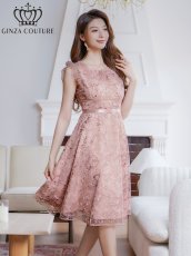 画像3: [ERUKEI/GINZA COUTURE]ピンク・ブルー・フレンチ・フリルスリーブ・総レース・膝丈・Aライン・ミディアムドレス・ワンピース[送料無料] (3)