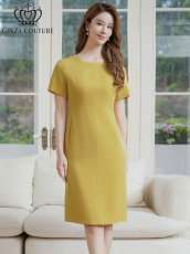 画像12: [GINZA COUTURE]シンプル・半袖・無地・切替デザイン・タイト・膝丈・ミニドレス・ワンピース[黒木麗奈着用][送料無料] (12)