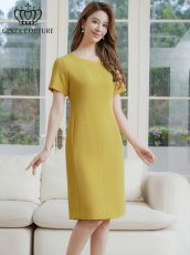 画像13: [GINZA COUTURE]シンプル・半袖・無地・切替デザイン・タイト・膝丈・ミニドレス・ワンピース[黒木麗奈着用][送料無料] (13)