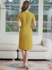 画像14: [GINZA COUTURE]シンプル・半袖・無地・切替デザイン・タイト・膝丈・ミニドレス・ワンピース[黒木麗奈着用][送料無料] (14)