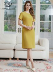 画像16: [GINZA COUTURE]シンプル・半袖・無地・切替デザイン・タイト・膝丈・ミニドレス・ワンピース[黒木麗奈着用][送料無料] (16)