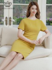 画像17: [GINZA COUTURE]シンプル・半袖・無地・切替デザイン・タイト・膝丈・ミニドレス・ワンピース[黒木麗奈着用][送料無料] (17)