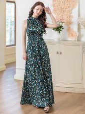 画像4: [ERUKEI/GINZA COUTURE]ホワイト・ブラック・首元フリル・シンプル・ウエストマーク・マキシ・ノースリーブ・Aライン・ロングドレス[送料無料] (4)
