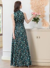 画像6: [ERUKEI/GINZA COUTURE]ホワイト・ブラック・首元フリル・シンプル・ウエストマーク・マキシ・ノースリーブ・Aライン・ロングドレス[送料無料] (6)