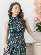 画像8: [ERUKEI/GINZA COUTURE]ホワイト・ブラック・首元フリル・シンプル・ウエストマーク・マキシ・ノースリーブ・Aライン・ロングドレス[送料無料] (8)