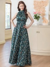 画像10: [ERUKEI/GINZA COUTURE]ホワイト・ブラック・首元フリル・シンプル・ウエストマーク・マキシ・ノースリーブ・Aライン・ロングドレス[送料無料] (10)