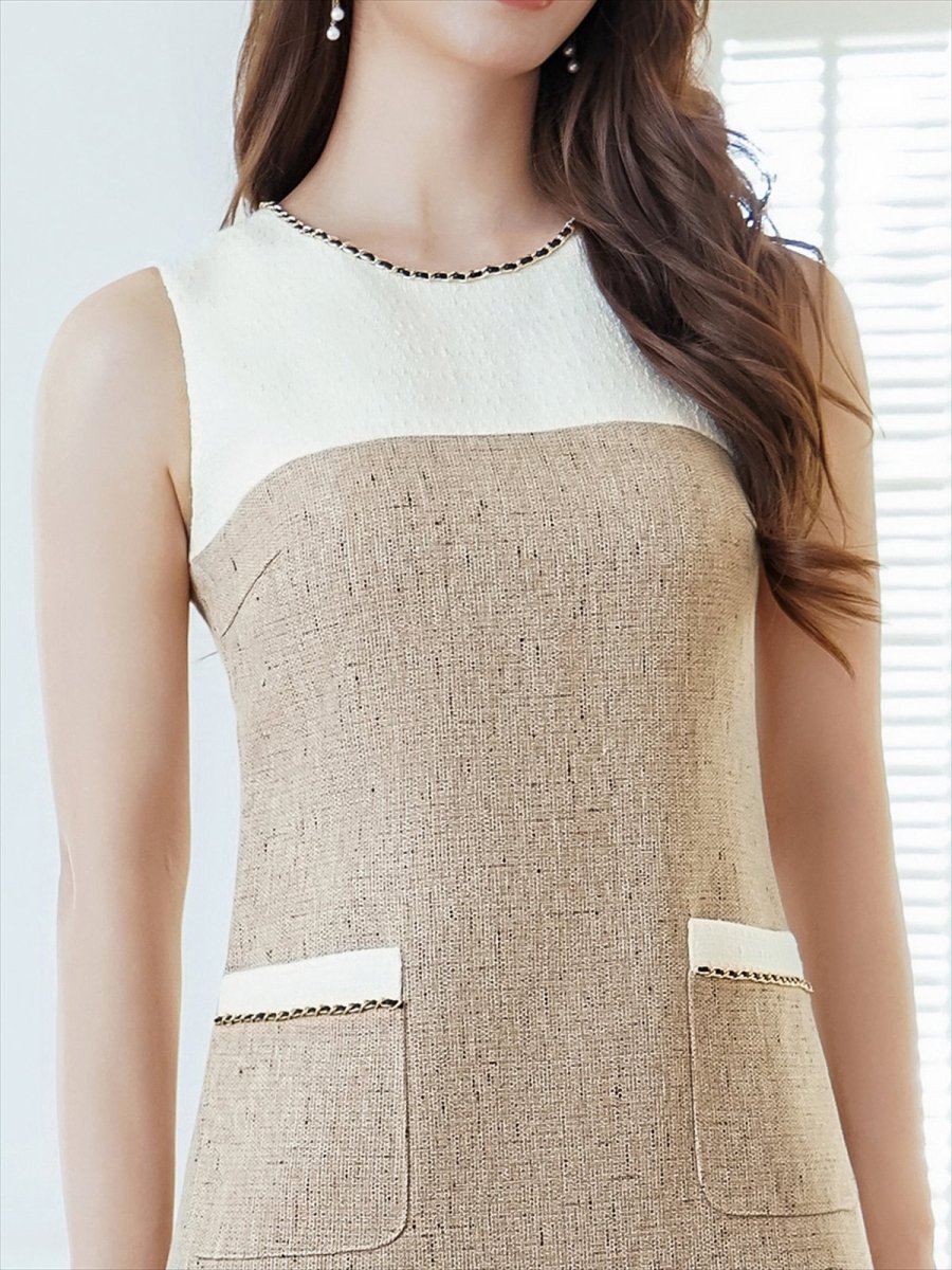 画像9: [ERUKEI/GINZA COUTURE]ホワイト×ベージュ・ホワイト×ワインレッド・ノースリーブ・タイト・ミニドレス・ワンピース[送料無料] (9)