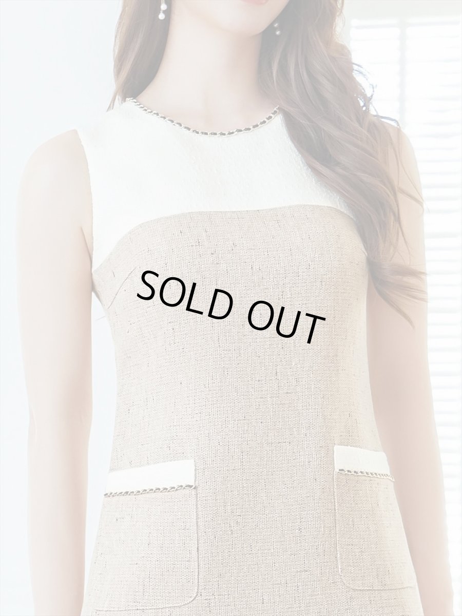 画像9: [ERUKEI/GINZA COUTURE]ホワイト×ベージュ・ホワイト×ワインレッド・ノースリーブ・タイト・ミニドレス・ワンピース[送料無料] (9)