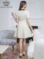 画像9: [ERUKEI/GINZA COUTURE]アイボリー・ネイビー・レッド・ピンク・イエロー・半袖・Aライン・リボン・ボタン・シンプル・ミニドレス・ワンピース[送料無料] (9)