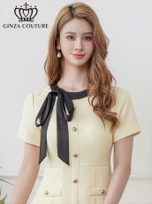 画像12: [ERUKEI/GINZA COUTURE]アイボリー・ネイビー・レッド・ピンク・イエロー・半袖・Aライン・リボン・ボタン・シンプル・ミニドレス・ワンピース[送料無料] (12)