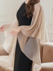 画像4: [ERUKEI/GINZA COUTURE]ベージュ・ブラック・ホワイト・ピンク・レッド・金糸・シンプル・エレガント・パーティー・三角・ショール・ストール (4)