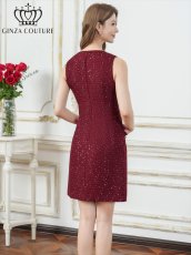 画像9: [ERUKEI/GINZA COUTURE]ホワイト・ブラック・ワインレッド・ネイビー・グレー・ノースリーブ・ツイード・スパンコール・ポケット・Aライン・ミニドレス・ワンピース[送料無料] (9)