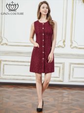画像15: [ERUKEI/GINZA COUTURE]ホワイト・ブラック・ワインレッド・ネイビー・グレー・ノースリーブ・ツイード・スパンコール・ポケット・Aライン・ミニドレス・ワンピース[送料無料] (15)