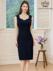 画像4: [ERUKEI/GINZA COUTURE]ワンカラー・異素材・シャーリング・ノースリーブ・シンプル・タイト・ミディアムドレス・ワンピース[送料無料] (4)