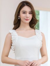 画像7: [ERUKEI/GINZA COUTURE]ワンカラー・異素材・シャーリング・ノースリーブ・シンプル・タイト・ミディアムドレス・ワンピース[送料無料] (7)