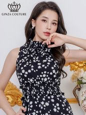 画像15: [ERUKEI/GINZA COUTURE]首元フリル・ウエストマーク・ アメリカンスリーブ・ティアード・Aライン・ミニドレス・ワンピース[送料無料] (15)