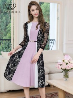 GINZA COUTURE 花柄　ネイビー×シルバー ドレス　ワンピース GINZA COUTURE 花柄 ネイビー×シルバー ドレス ワンピース GINZA