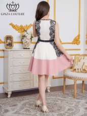 画像3: [ERUKEI/GINZA COUTURE]ノースリーブ・パイピング・サイドレース・切替・Aライン・フレア・ミニドレス・ワンピース[送料無料] (3)