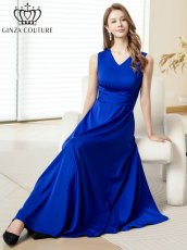 画像15: [ XS-Lサイズ / 7カラー][ERUKEI/GINZA COUTURE]サテン・シンプル・Vネック・ノースリーブ・ウエストマーク・Aライン・ロングドレス[送料無料] (15)