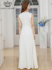 画像7: [ XS-Lサイズ / 7カラー][ERUKEI/GINZA COUTURE]サテン・シンプル・Vネック・ノースリーブ・ウエストマーク・Aライン・ロングドレス[送料無料] (7)